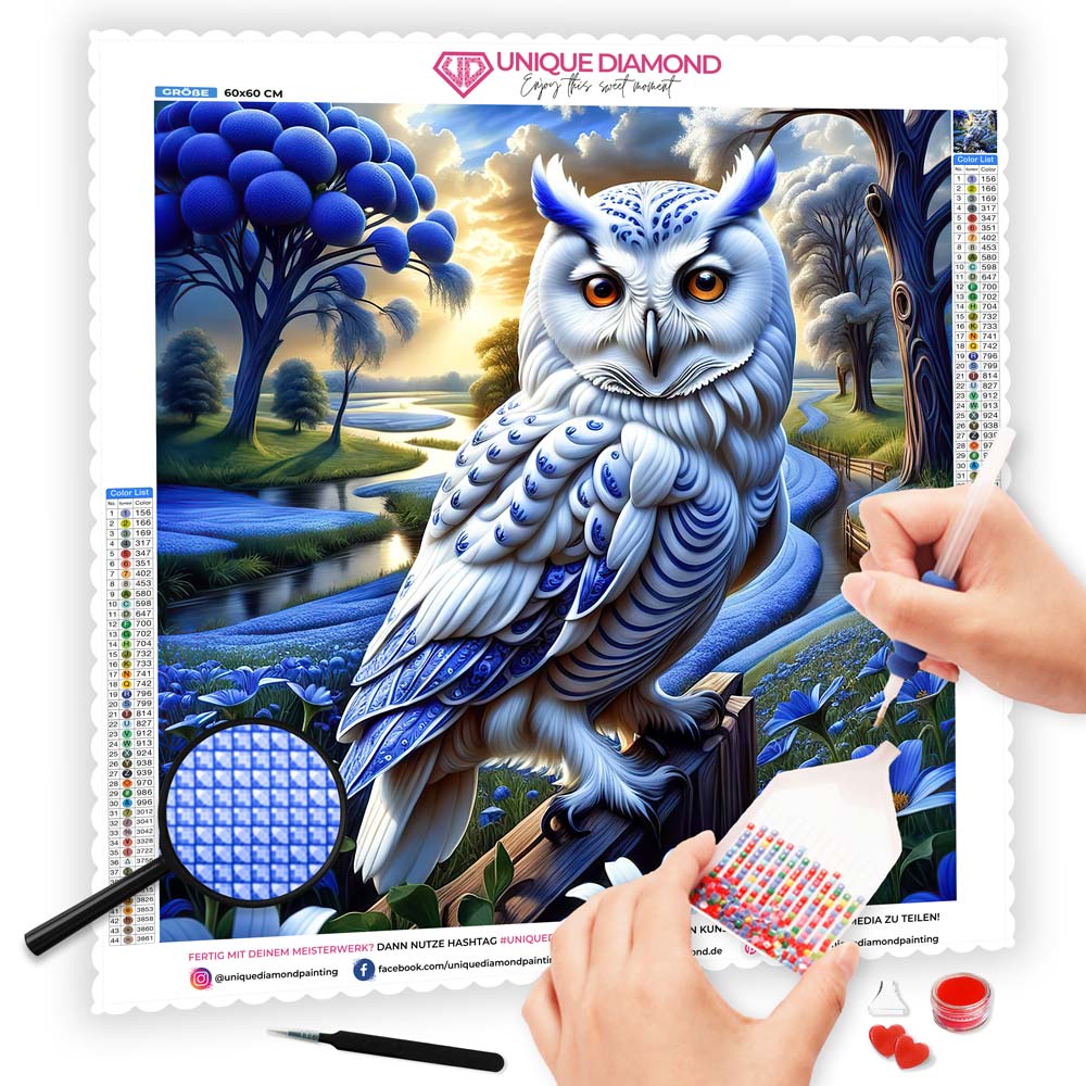 5D Diamond Painting AB Steine Blue Owl