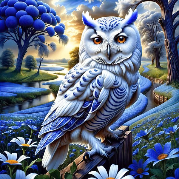 5D Diamond Painting AB Steine Blue Owl