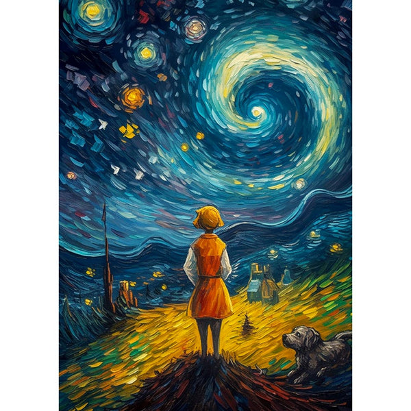5D Diamond Painting AB Steine Girl In Moonlight, Unique-Diamond