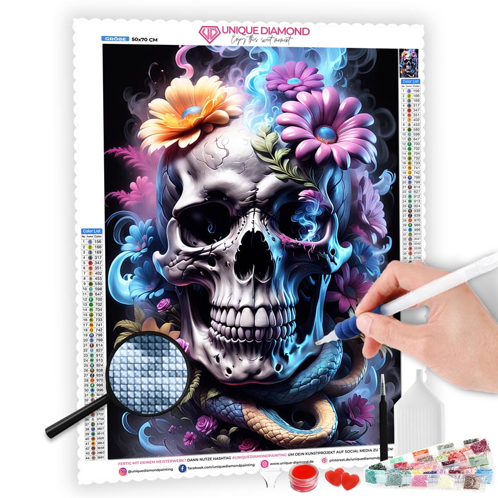 5D Diamond Painting AB Steine Skull, Unique-Diamond