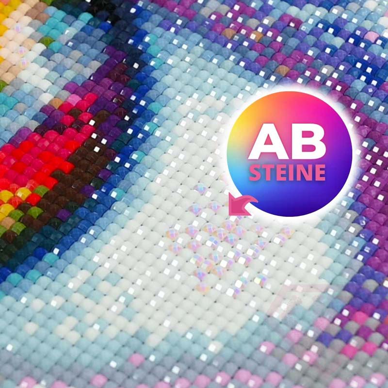 5D Diamond Painting AB Steine Colourful Eye mit 100 Farben, Unique-Diamond