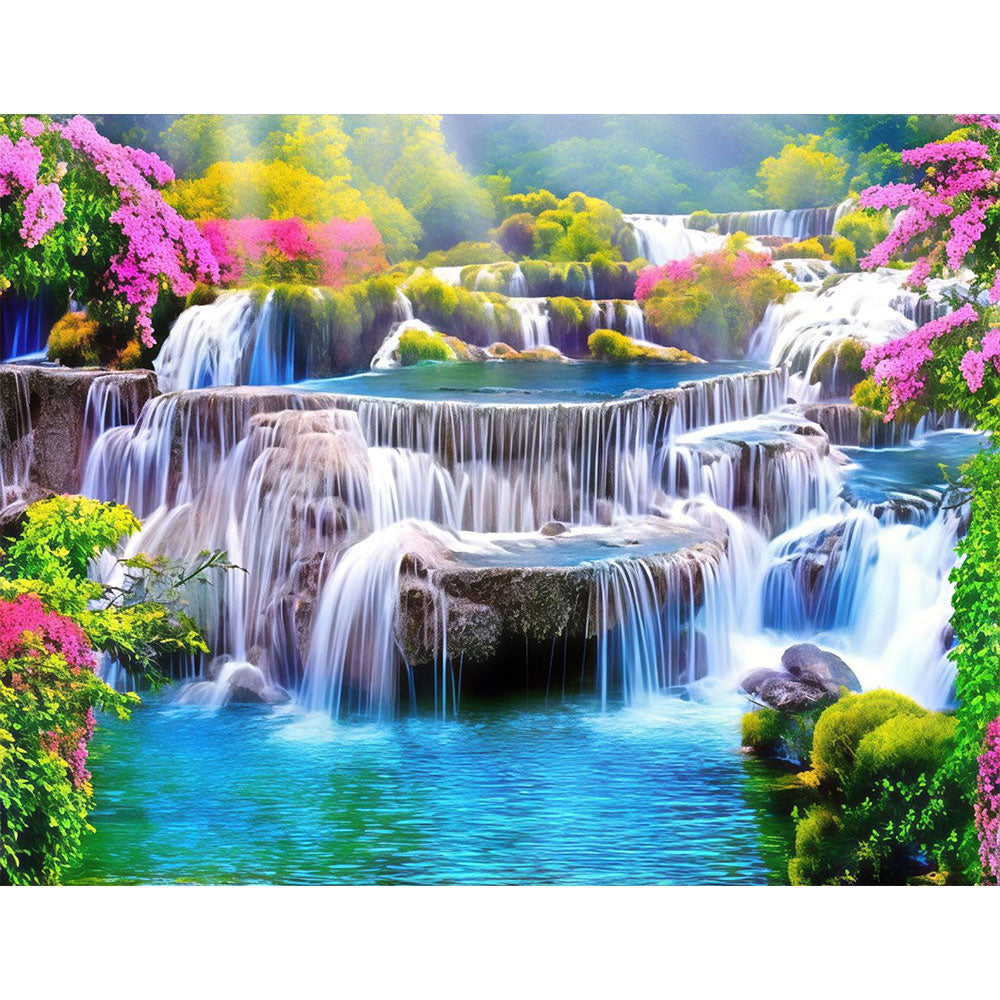 5D Diamond Painting AB Steine Atemberaubender Wasserfall - Unique-Diamond