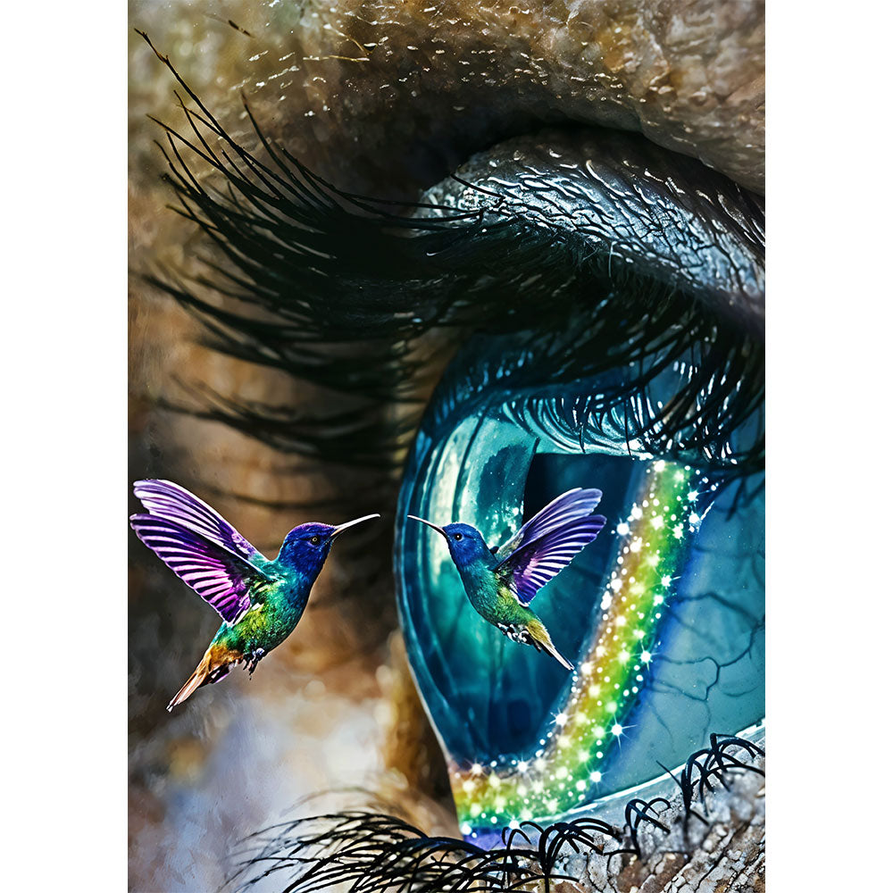 5D Diamond Painting AB Steine Auge mit Vogel - Unique-Diamond