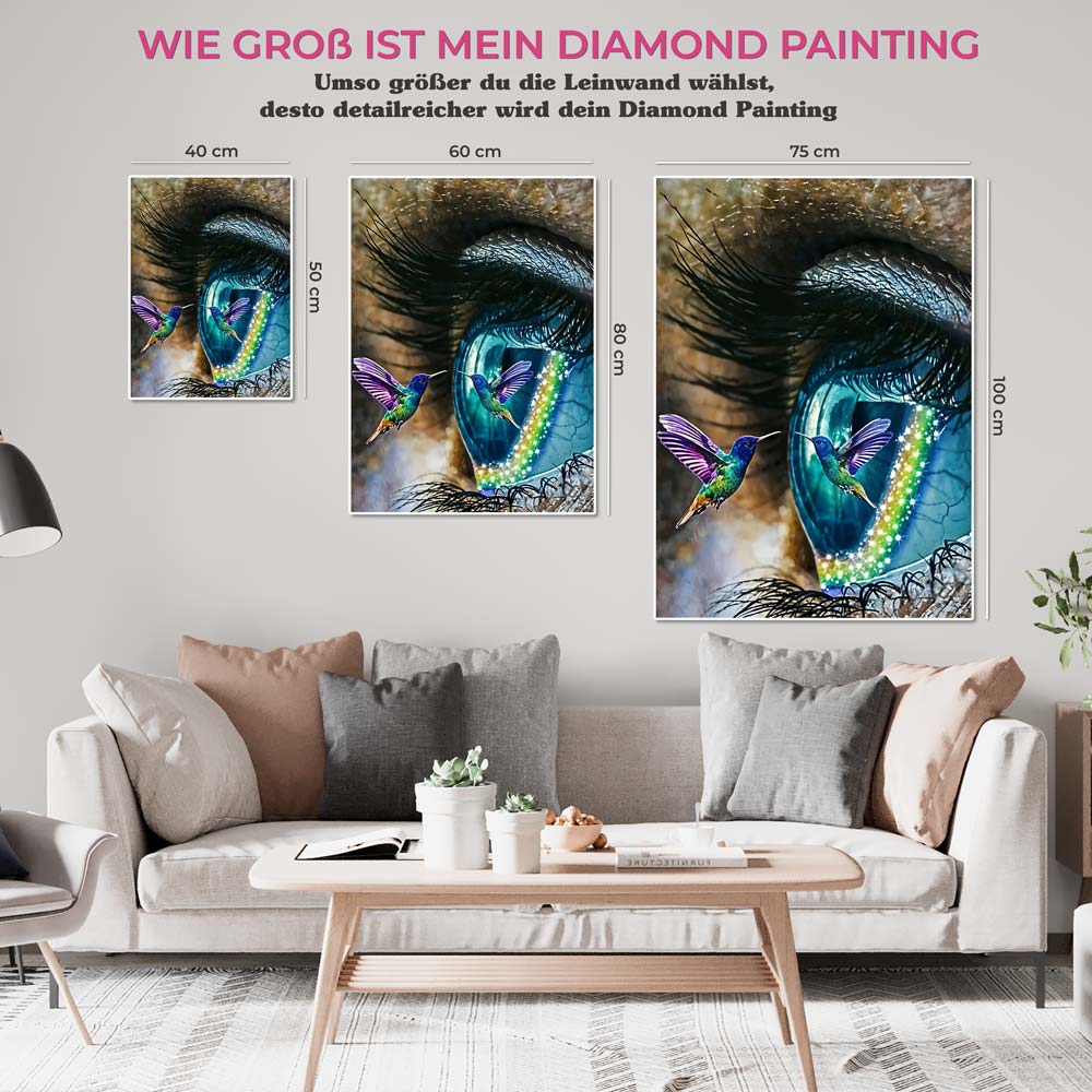 5D Diamond Painting AB Steine Auge mit Vogel - Unique-Diamond