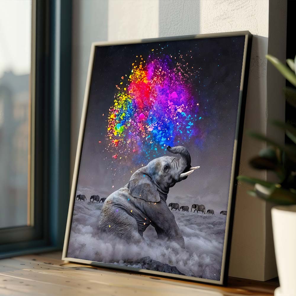 5D Diamond Painting – Elefant Farbspiel Unique-Diamond