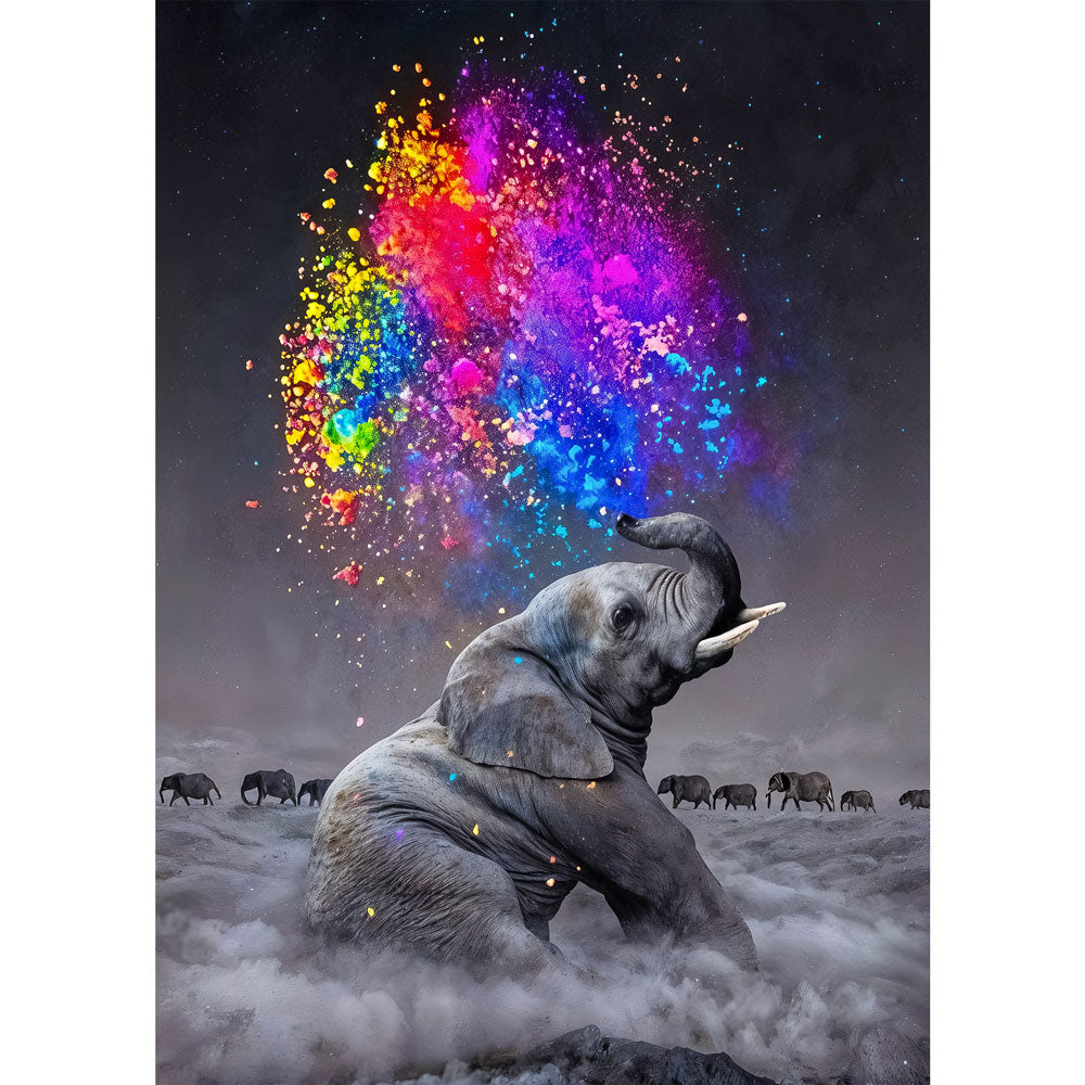 5D Diamond Painting – Elefant Farbspiel Unique-Diamond