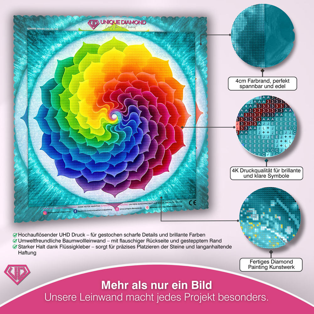 5D Diamond Painting – Regenbogen Mandala Unique-Diamond