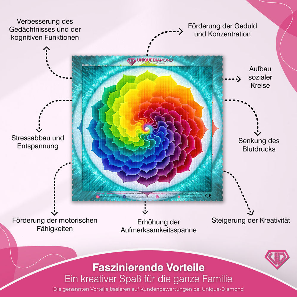 5D Diamond Painting – Regenbogen Mandala Unique-Diamond