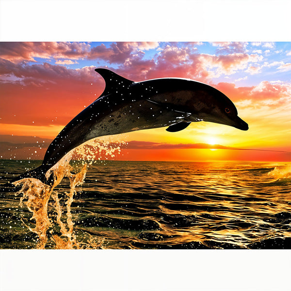 5D Diamond Painting Delfin bei Sonnenuntergang - Unique-Diamond