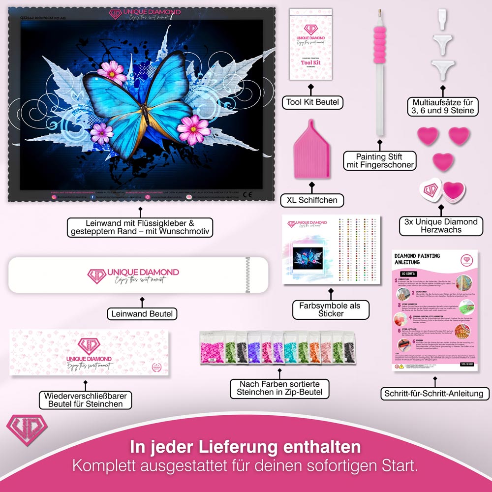 5D Diamond Painting – Blauer Schmetterling Unique-Diamond