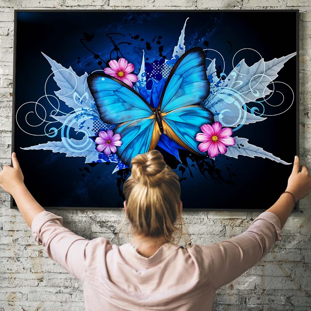 5D Diamond Painting – Blauer Schmetterling Unique-Diamond