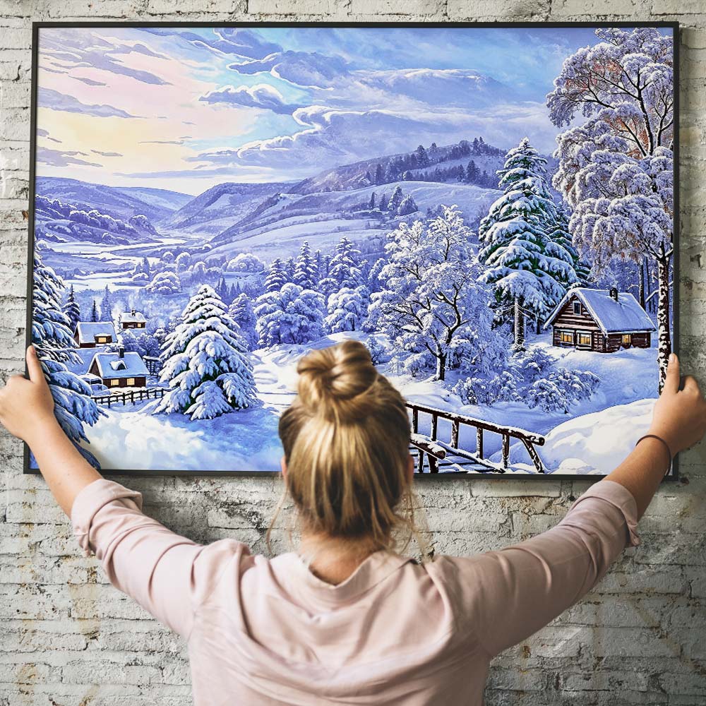 5D Diamond Painting – Dorf im Winter Unique-Diamond