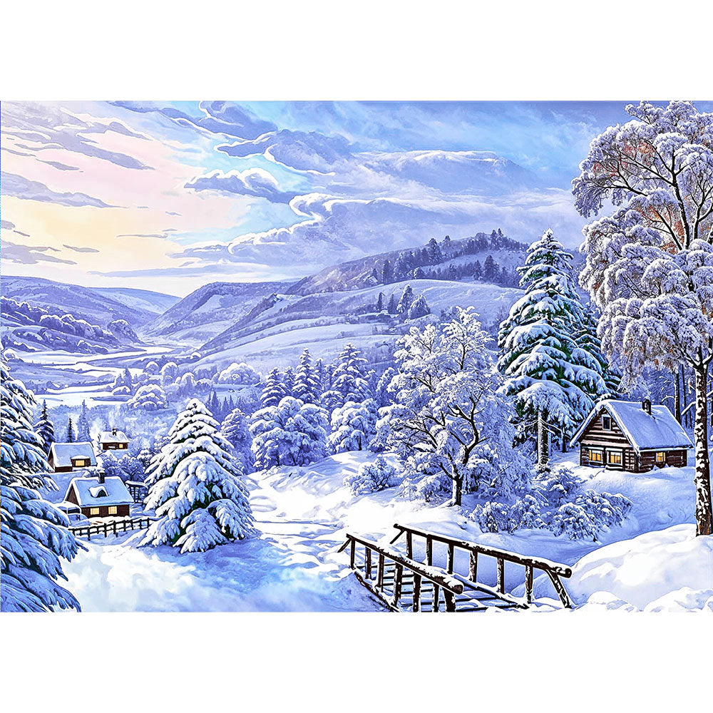 5D Diamond Painting – Dorf im Winter Unique-Diamond