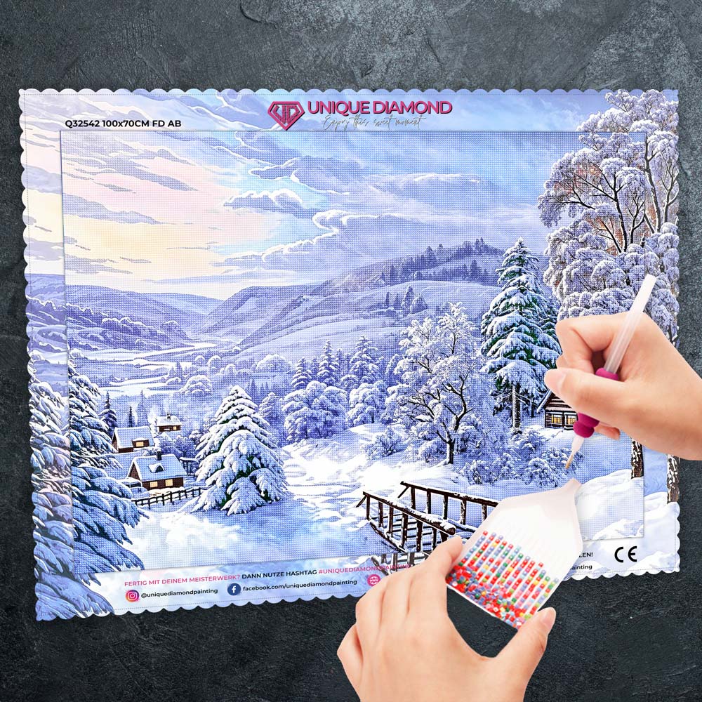 5D Diamond Painting – Dorf im Winter Unique-Diamond