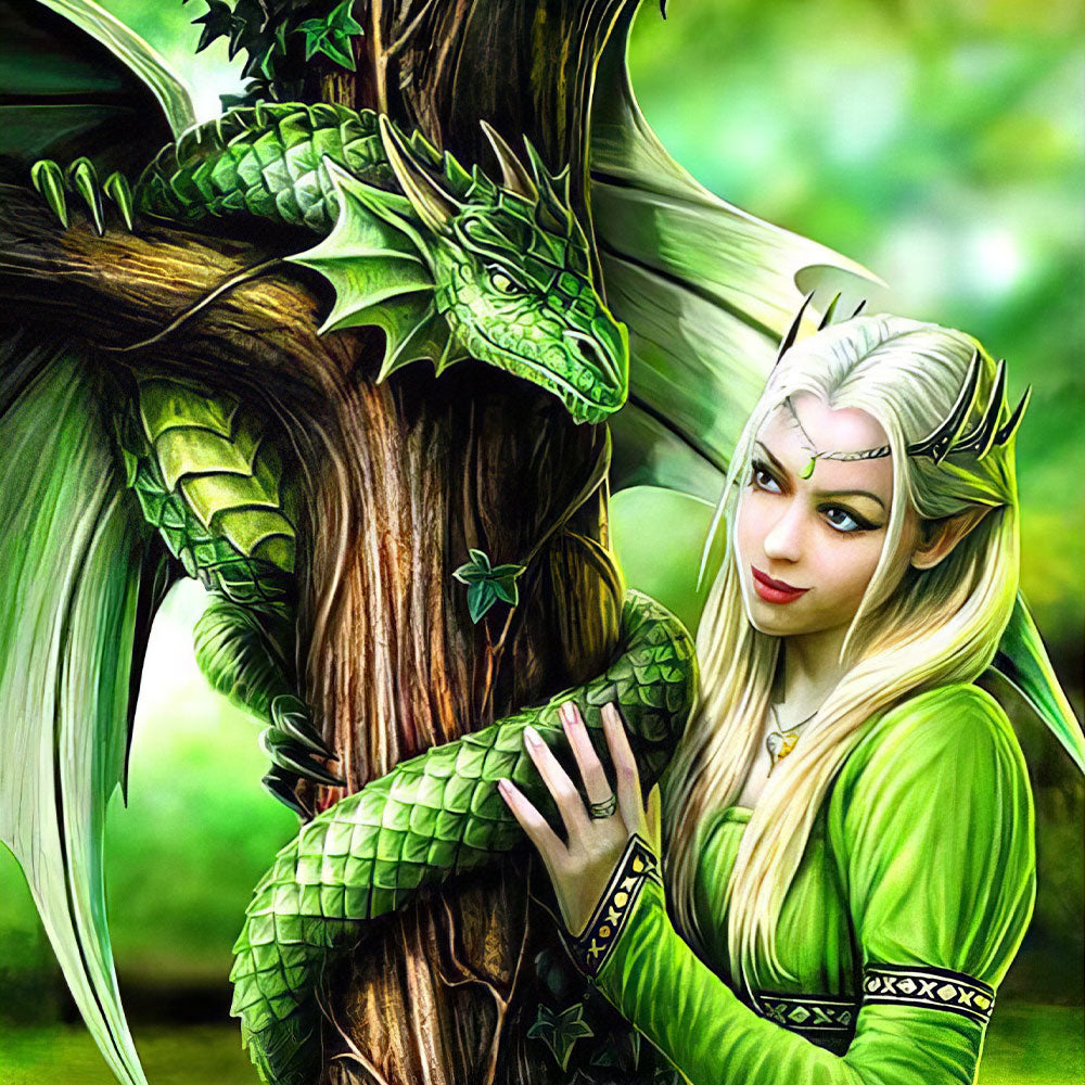 5D Diamond Painting Drache und Prinzessin - Unique-Diamond