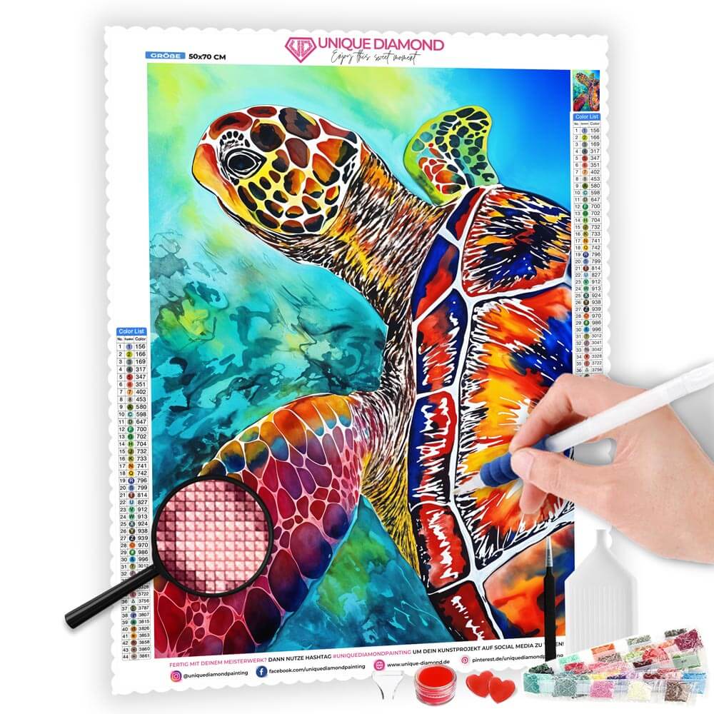 5D Diamond Painting AB Steine Fantasy Schildkröte, Unique-Diamond