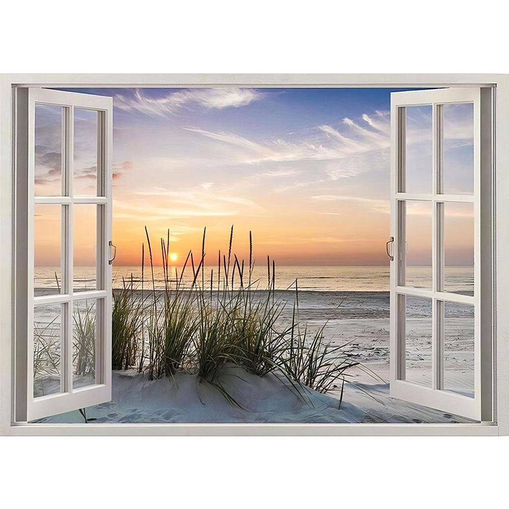 5D Diamond Painting Fenster als Weg zum Strand - Unique-Diamond