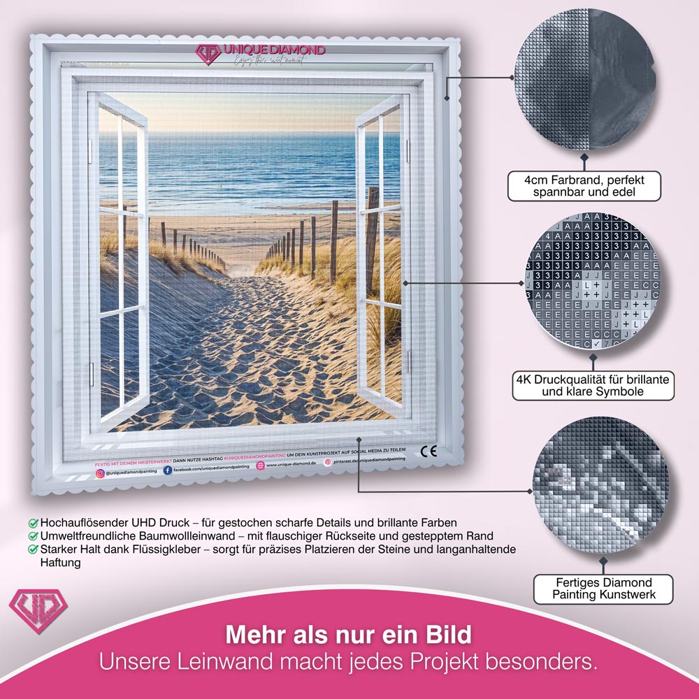 5D Diamond Painting – Fenster zum Strand Unique-Diamond
