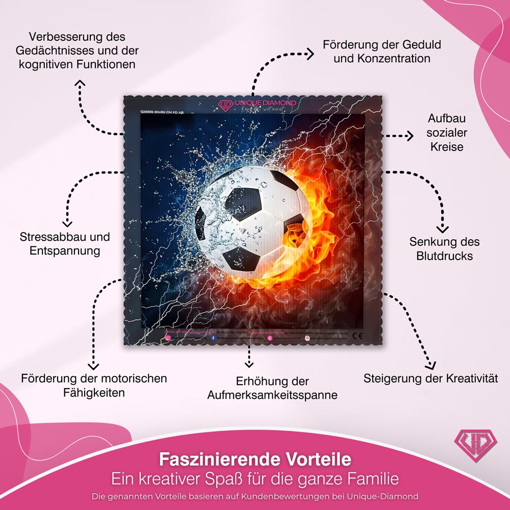 5D Diamond Painting - Feuer & Fußball Unique-Diamond