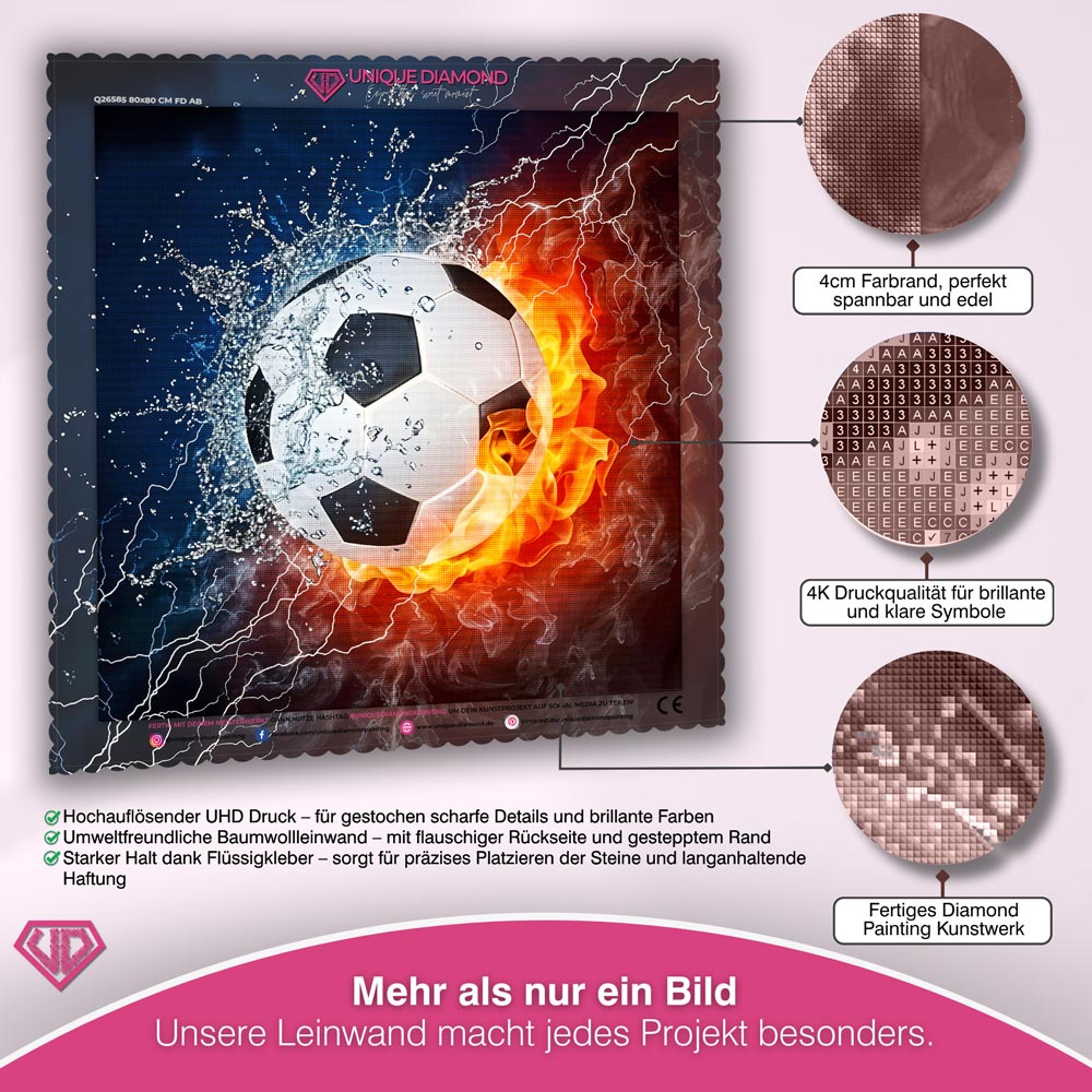 5D Diamond Painting - Feuer & Fußball Unique-Diamond