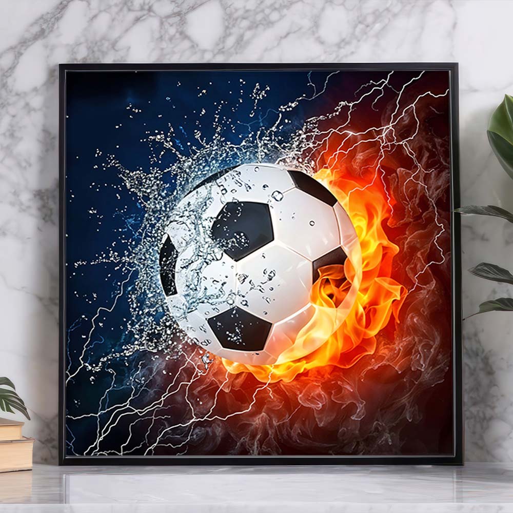 5D Diamond Painting - Feuer & Fußball Unique-Diamond