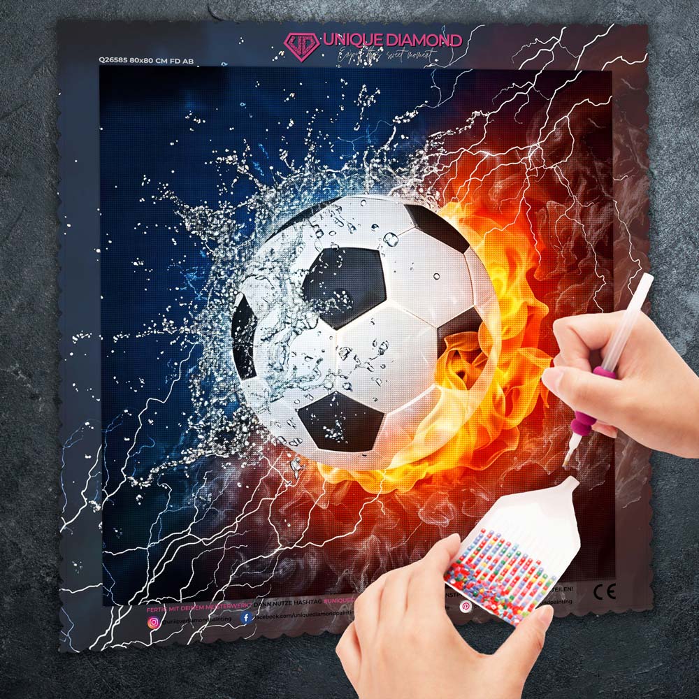 5D Diamond Painting - Feuer & Fußball Unique-Diamond