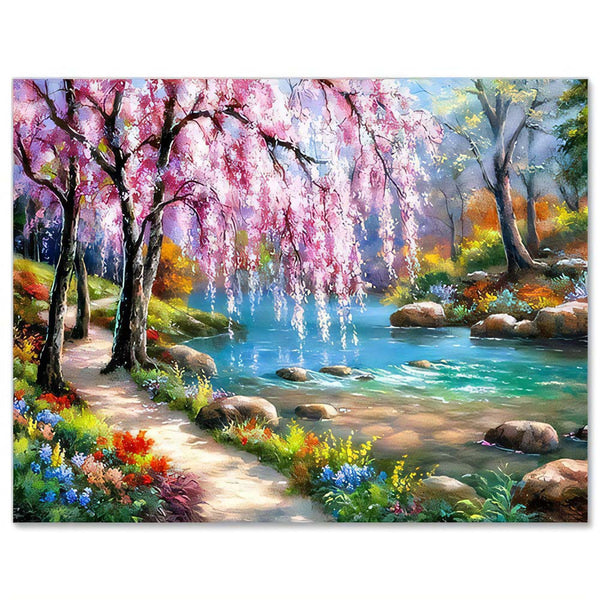 5D Diamond Painting Fluss Landschaft - Unique-Diamond