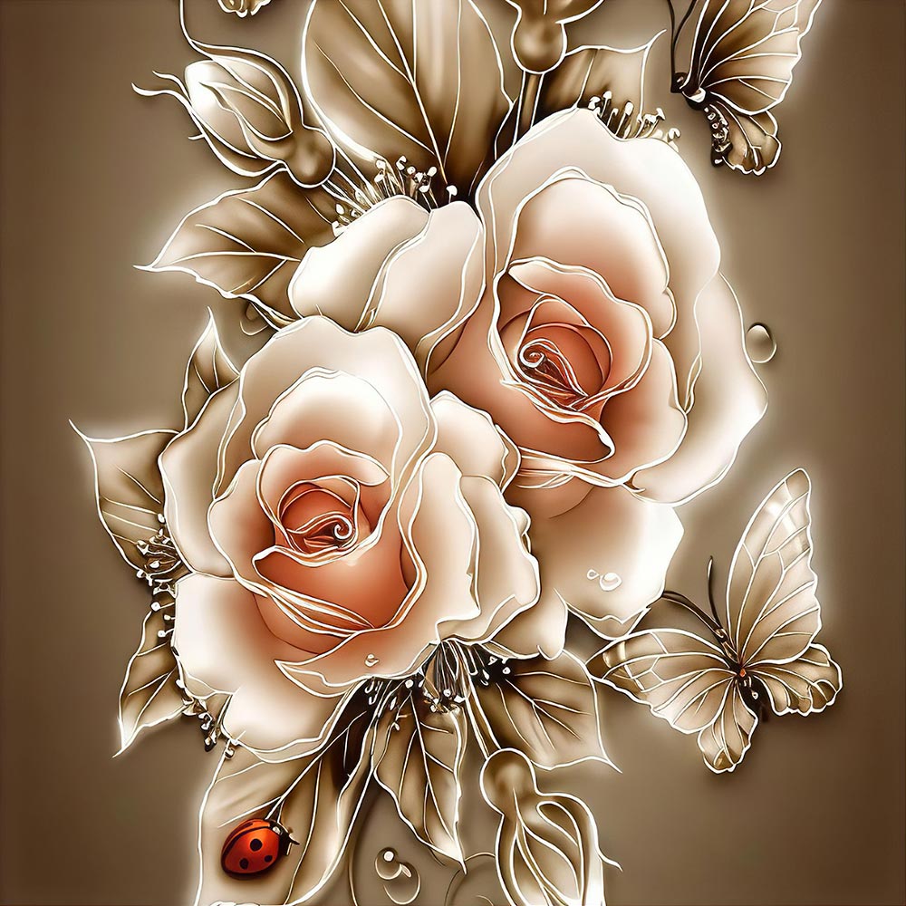 5D Diamond Painting Goldene Rose - Unique-Diamond