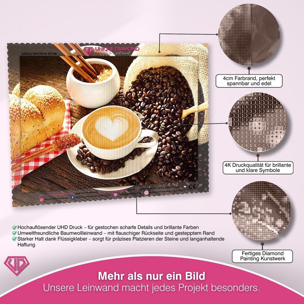 5D Diamond Painting – Kaffee mit Herz Unique-Diamond