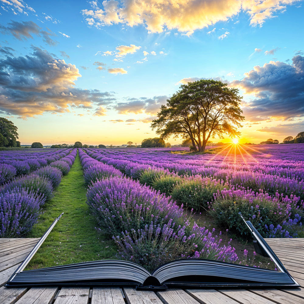 5D Diamond Painting – Lavendelwiese von Zauberbuch Unique-Diamond