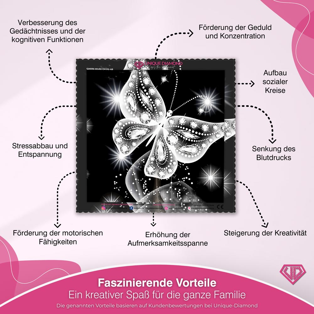 5D Diamond Painting - leuchtender Schmetterling Unique-Diamond