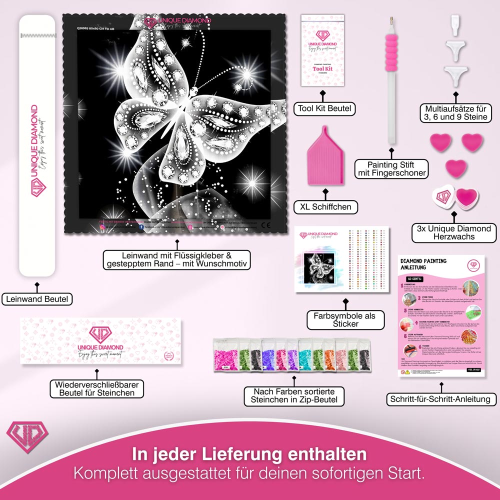 5D Diamond Painting - leuchtender Schmetterling Unique-Diamond