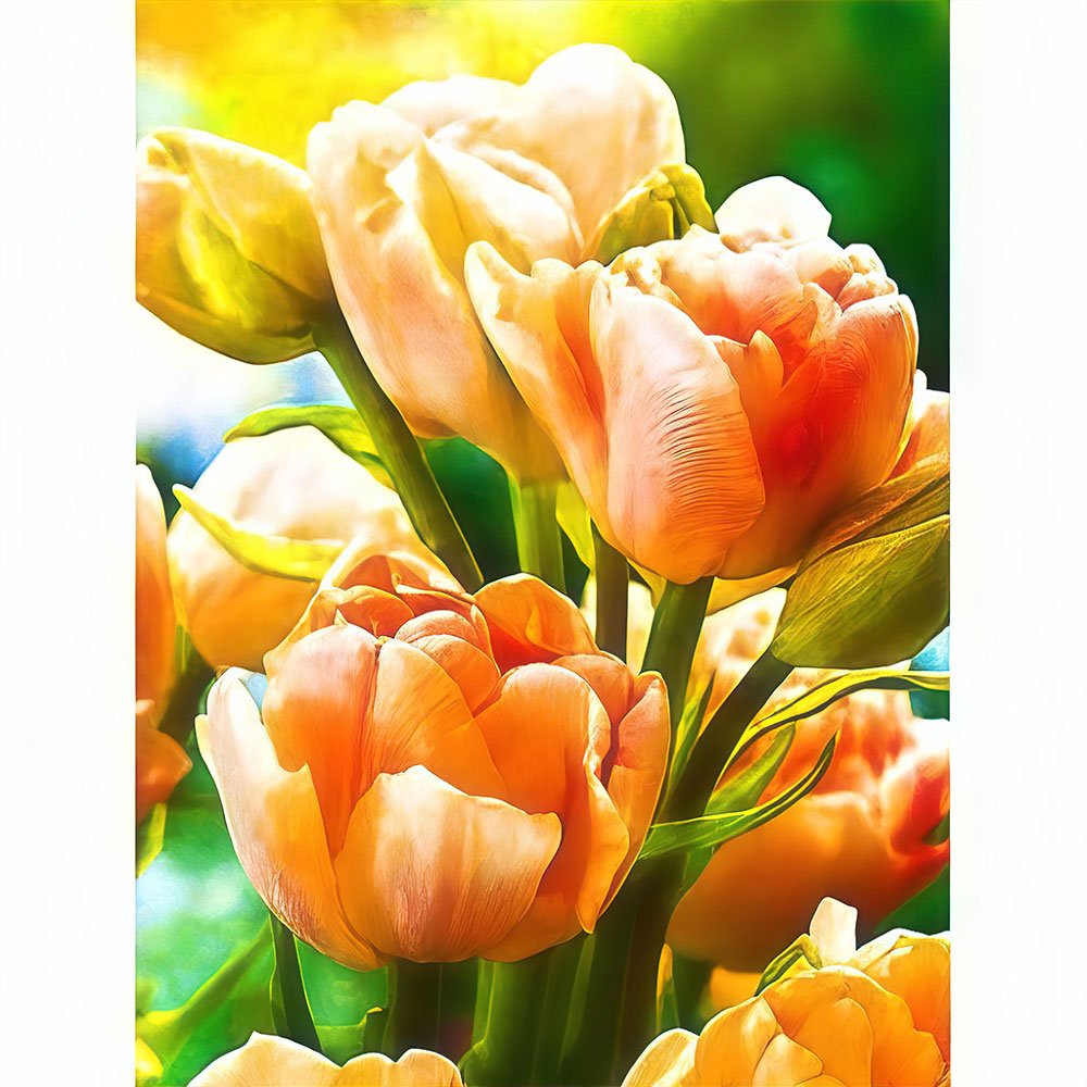 5D Diamond Painting Orangene Tulpen - Unique-Diamond