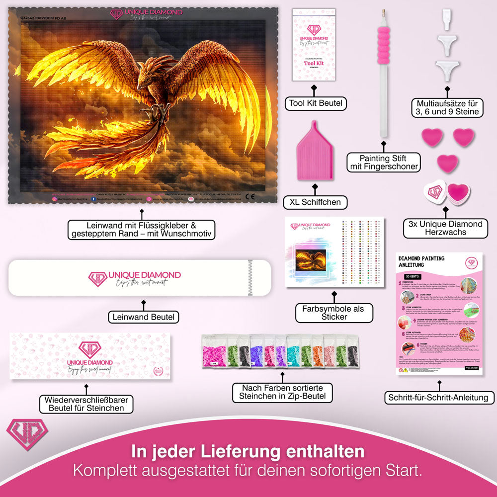 5D Diamond Painting – Phoenix in Flammen Unique-Diamond