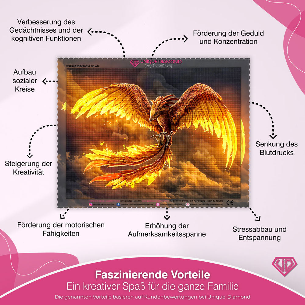 5D Diamond Painting – Phoenix in Flammen Unique-Diamond