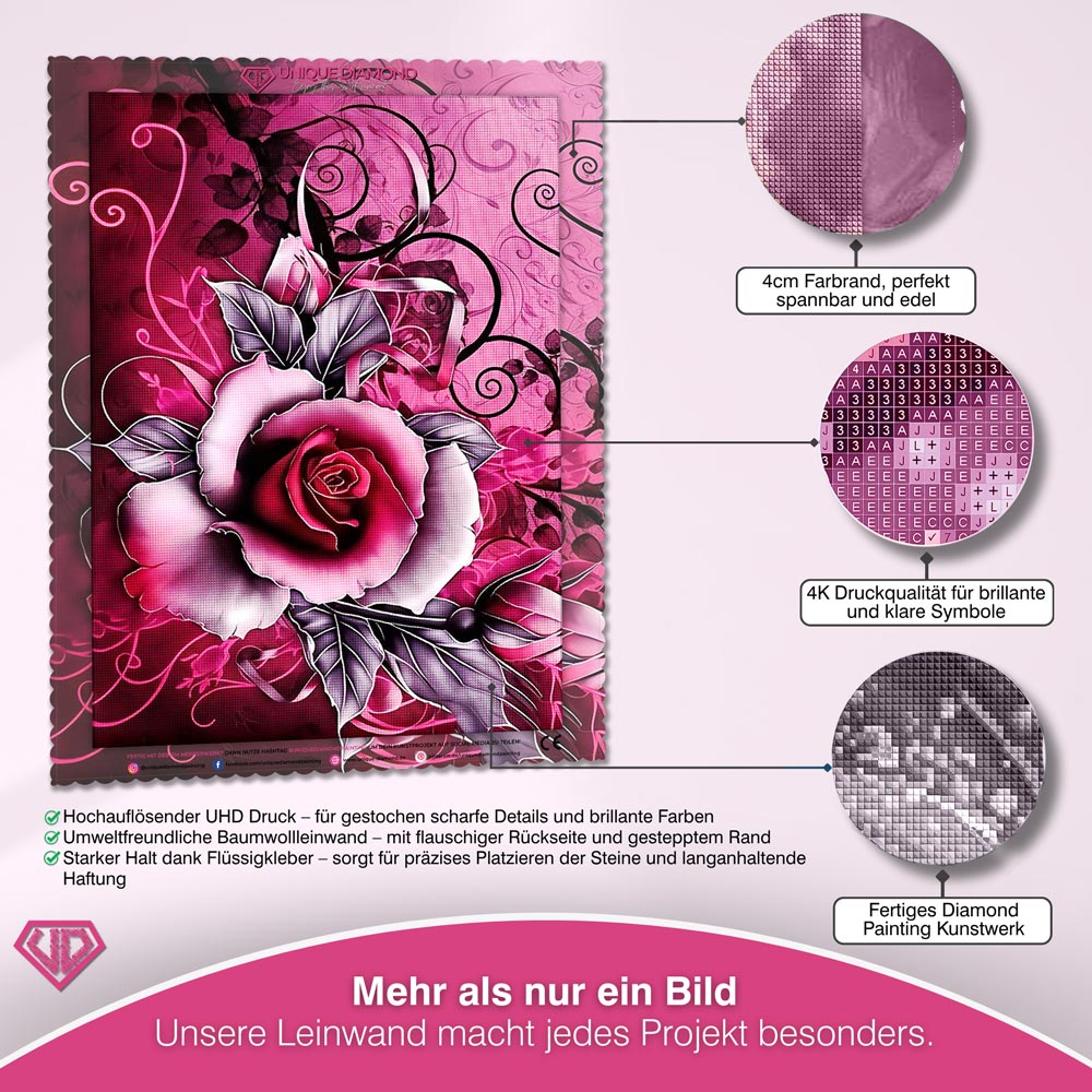 5D Diamond Painting – Pinke Geschenk Rose Unique-Diamond