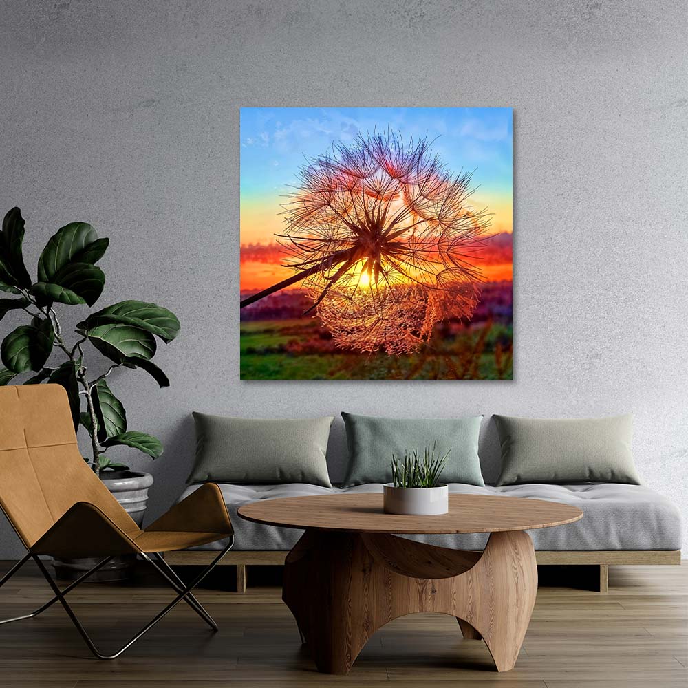 5D Diamond Painting – Pusteblume bei Sonnenuntergang Unique-Diamond