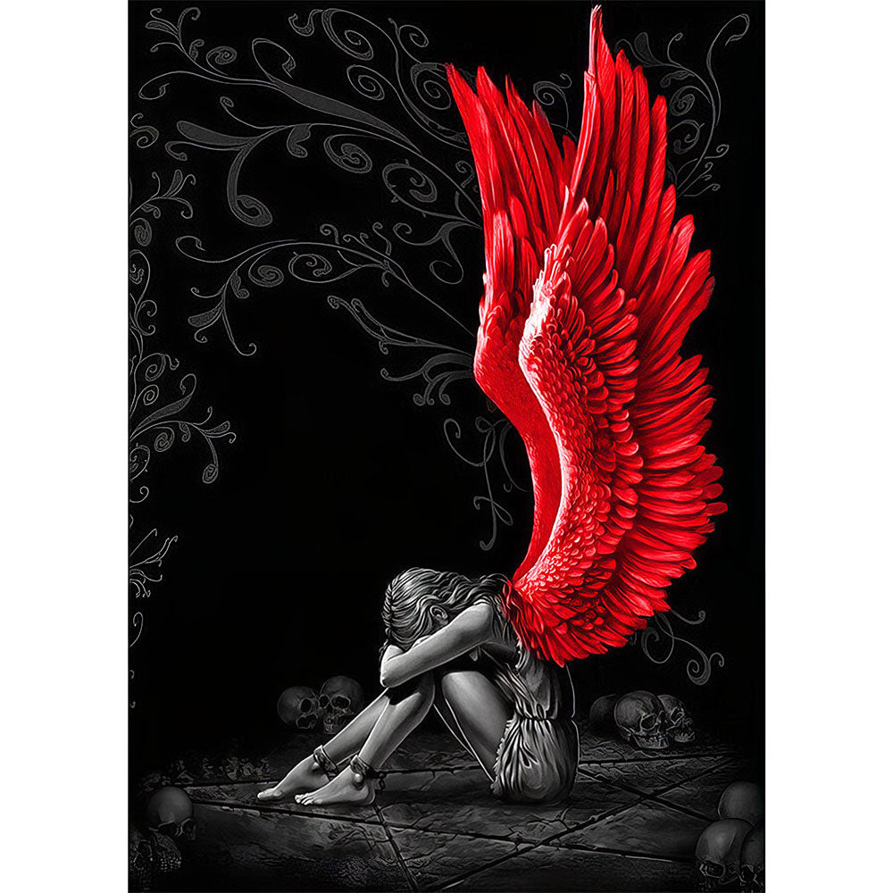 5D Diamond Painting Red wings Angel - Unique-Diamond