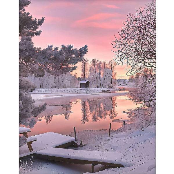 5D Diamond Painting See im Winter - Unique-Diamond