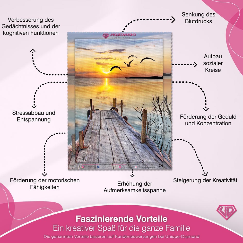 5D Diamond Painting – Sonnenuntergang Seeblick Unique-Diamond