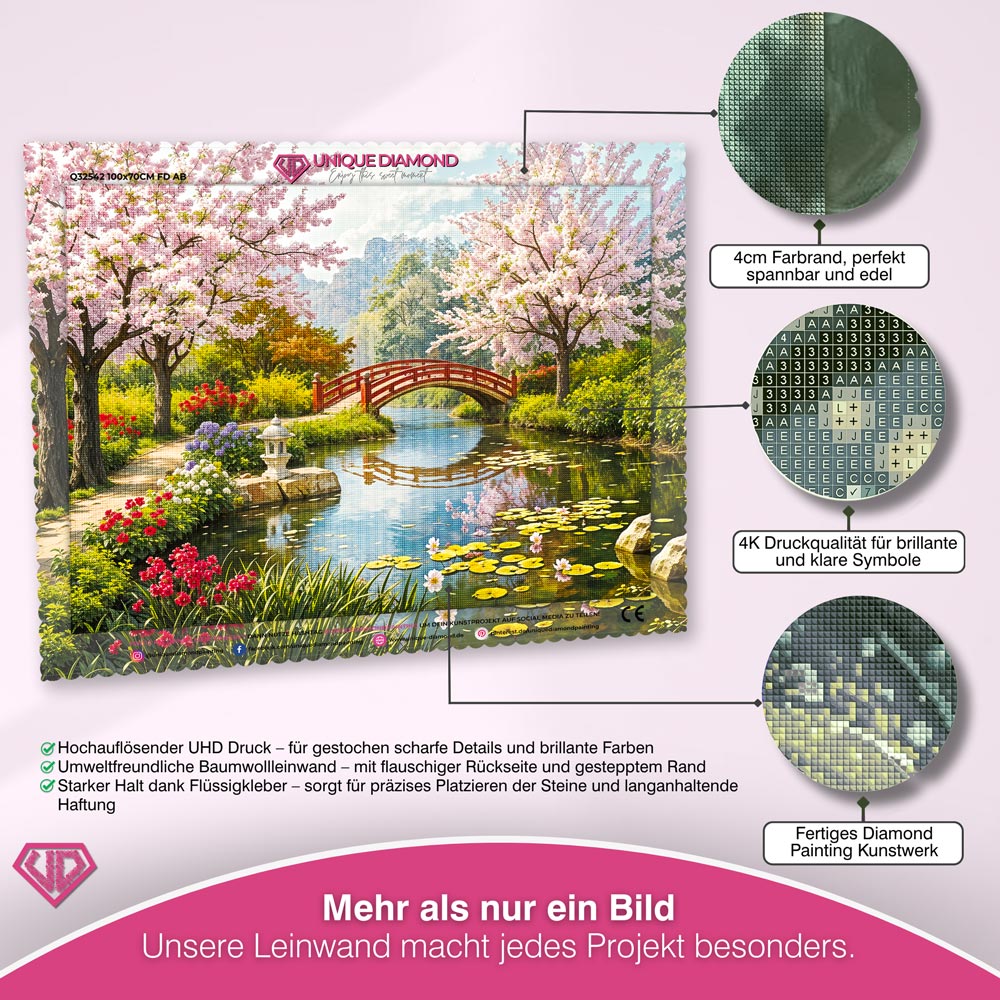 5D Diamond Painting – Teich mit Kirschbäumen Unique-Diamond