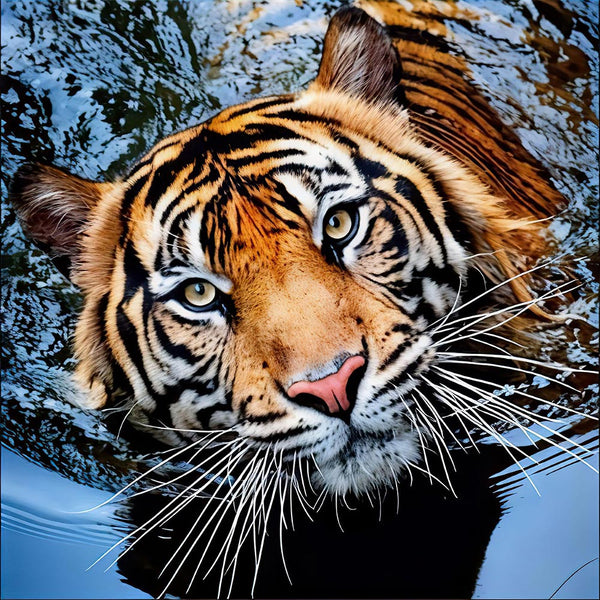 5D Diamond Painting Tiger im Wasser - Unique-Diamond