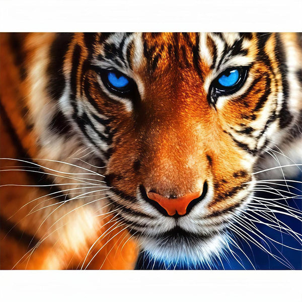5D Diamond Painting Tiger mit blauen Augen - Unique-Diamond