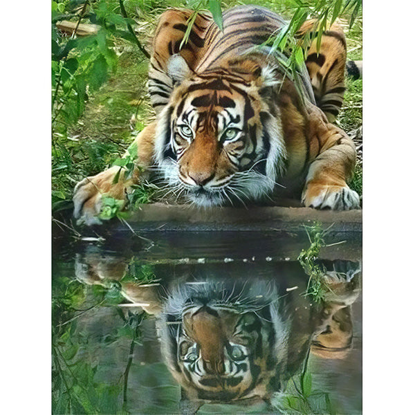 5D Diamond Painting Tiger Reflexion - Unique-Diamond