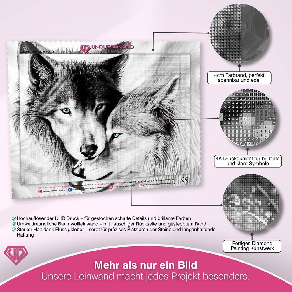 5D Diamond Painting – Wolf und Wölfin Unique-Diamond
