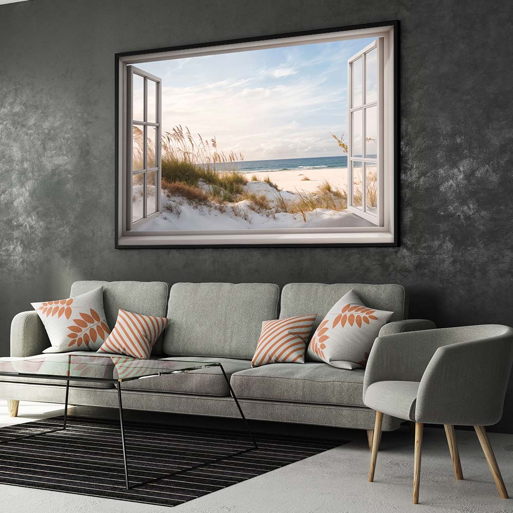 5D Diamond Painting – Fenster als Weg zum Strand Unique-Diamond