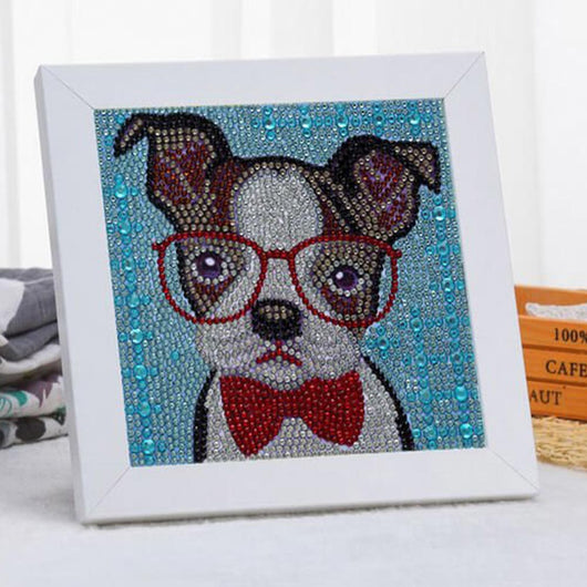 5D Kinder Diamond Painting Hund mit Bilderrahmen - Unique-Diamond