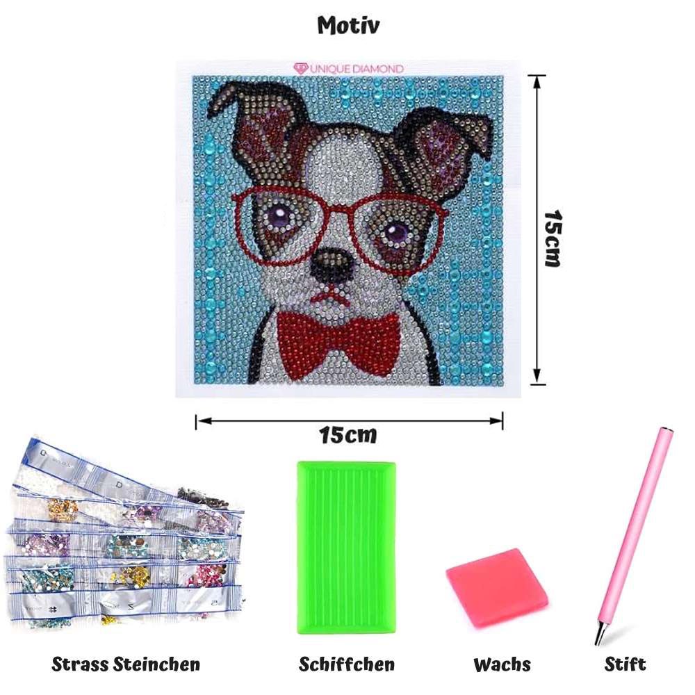 5D Kinder Diamond Painting Hund mit Bilderrahmen - Unique-Diamond