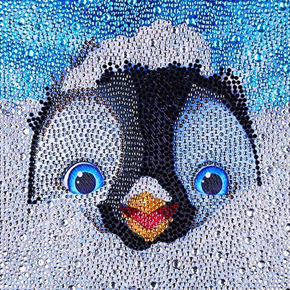 5D Kinder Diamond Painting Pinguin mit Bilderrahmen,, Unique-Diamond