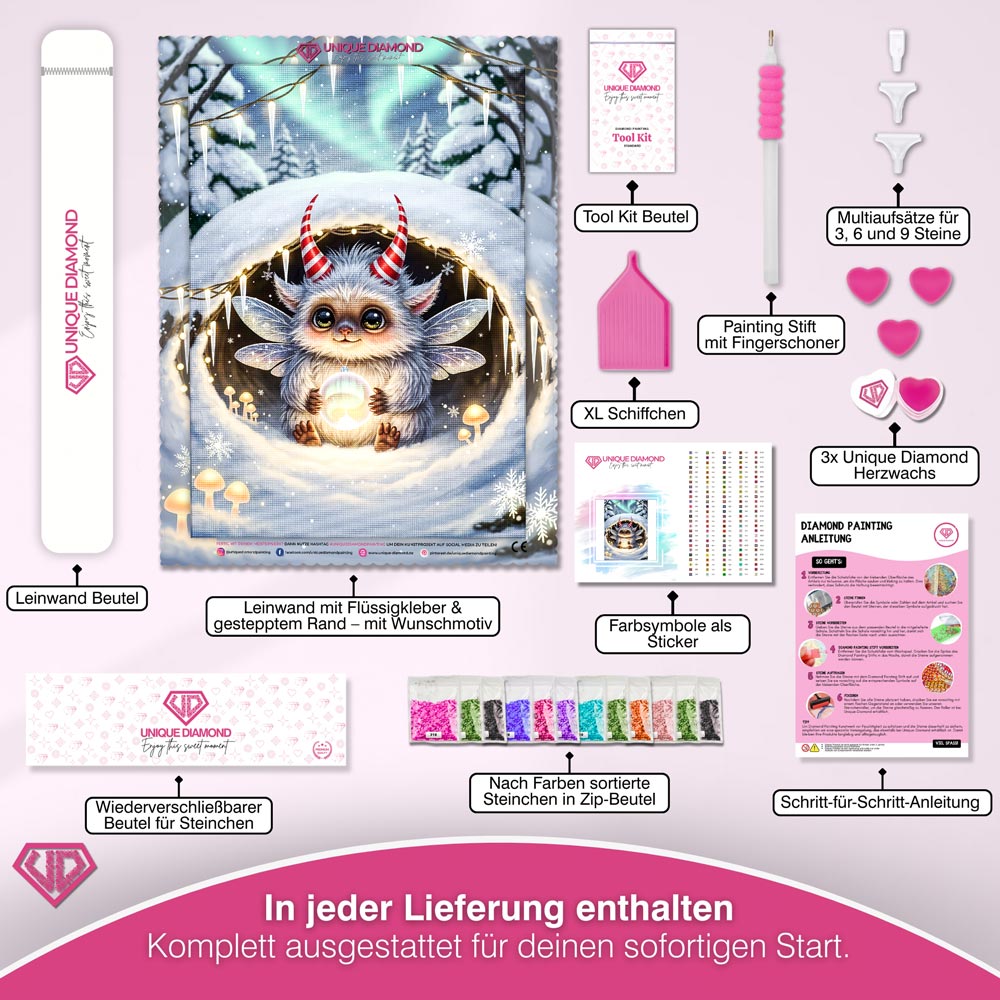 5D Diamond Painting – Lumino im Winterhügel